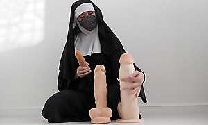 Nymphomaniac nun increased by huge dildos